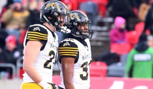 Mercer Timmis and Frankie Williams. Photo Scott Grant / CFLPhotoArchive.com