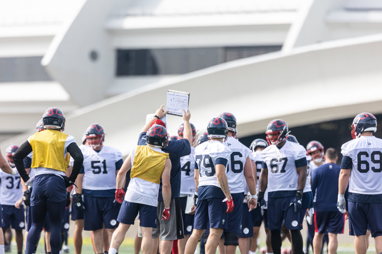 Montreal Alouettes Practice Huddle