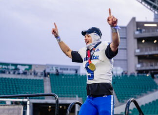 Montreal Carabins’ Louis-Philippe Gauthier wins forty-yard dash at 2026 CFL Combine