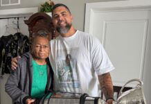 Saskatchewan Roughriders celebrate Grey Cup with Angie Reed, late George Reed’s wife