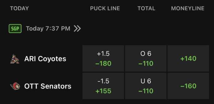 NHL betting odds